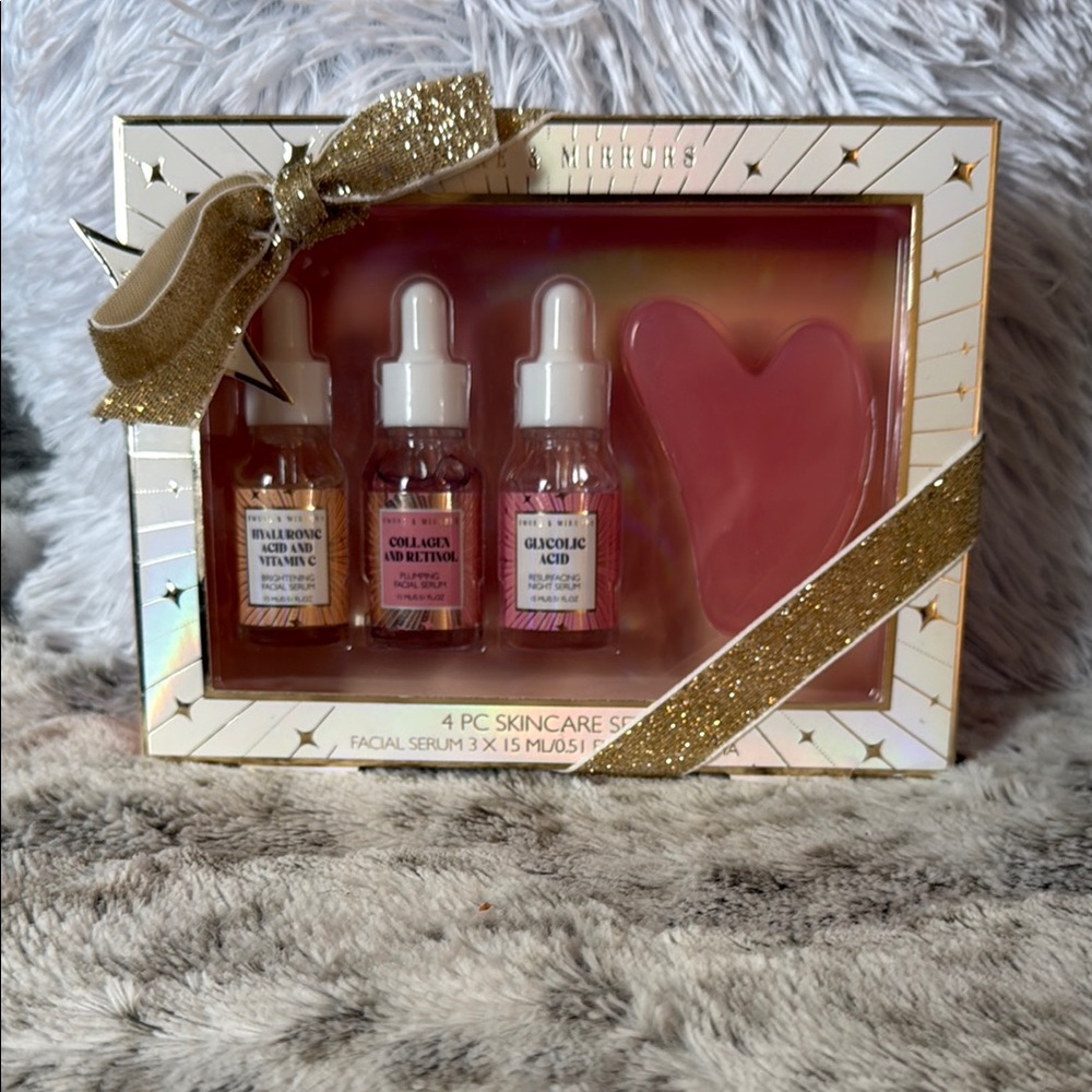 4 PC Skincare Set with Gold Accents